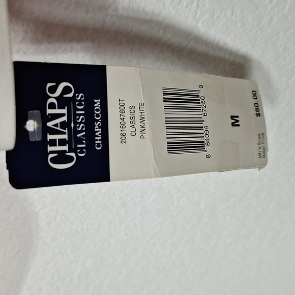 Chaps "NEW" Pink White No Iron Shirt Classic Fit Preppy Button Down Shirt Size M - Picture 11 of 12